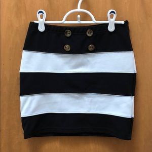Black & White Striped Mini Skirt